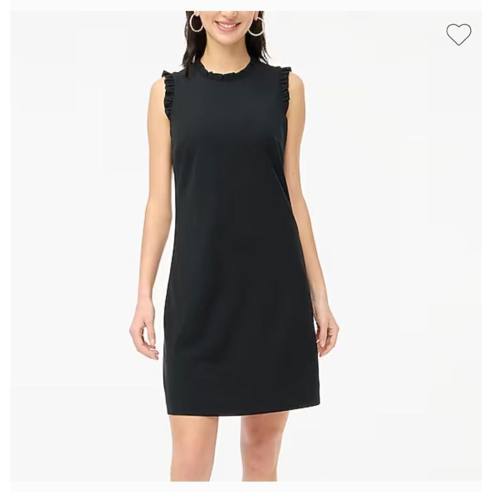 J.Crew Black Ruffle Neck Suiting Dress‎ Size: 0 NEW